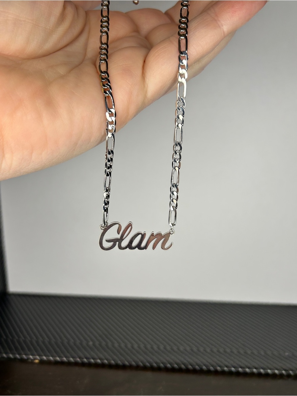 Silver "Glam" Script Nameplate Necklace - Women Jewelry